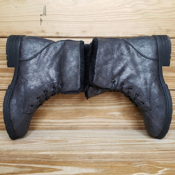 BOC Womens 5 Allysen Black Lace Up Faux Fur Lined Combat / Moto Boots - Picture 5 of 8